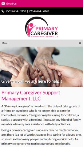 Web Design for Primary Caregiver Support Management Mobile Phone View