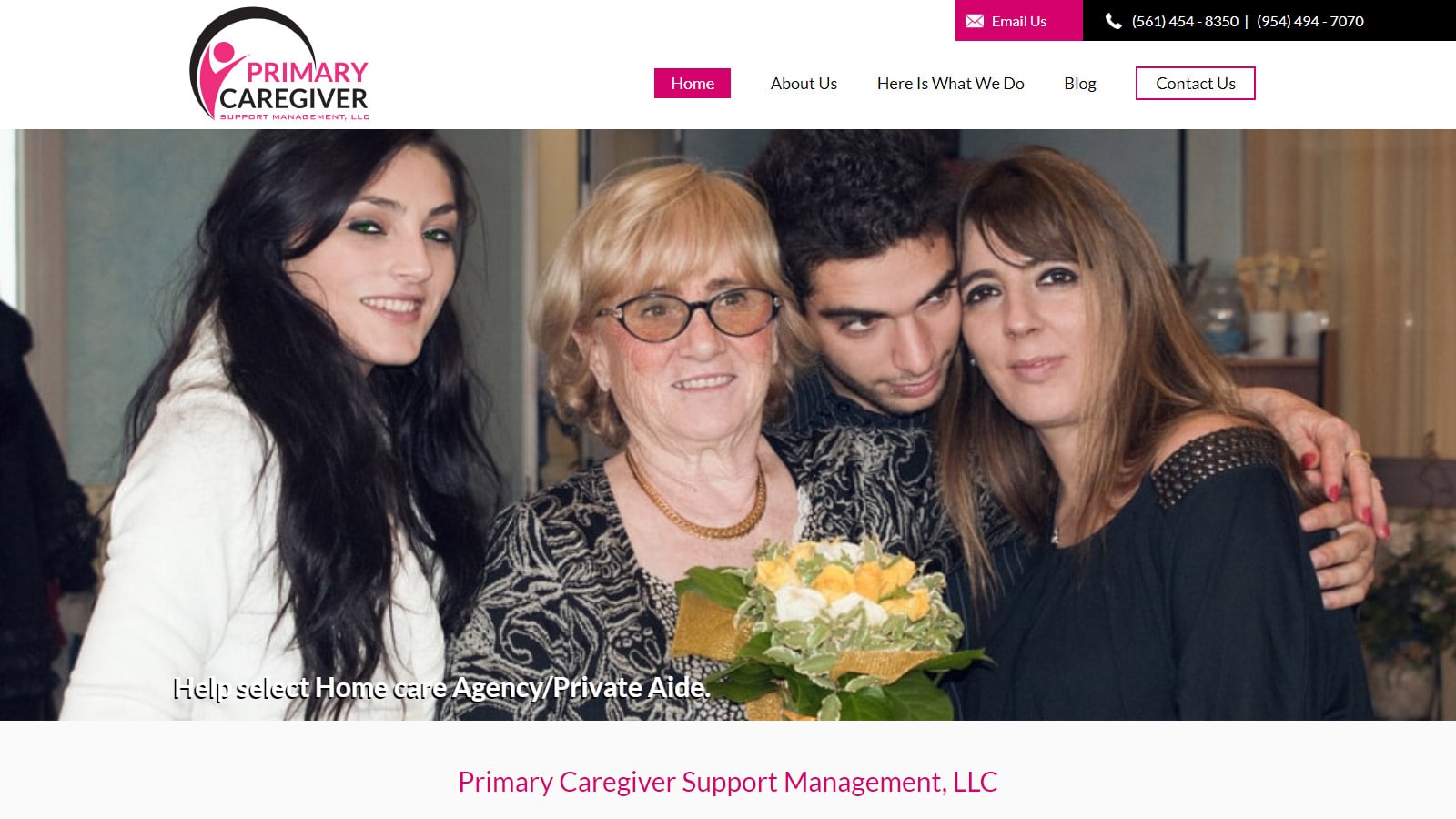 Web Design for Primary Caregiver Support Management Desktop View